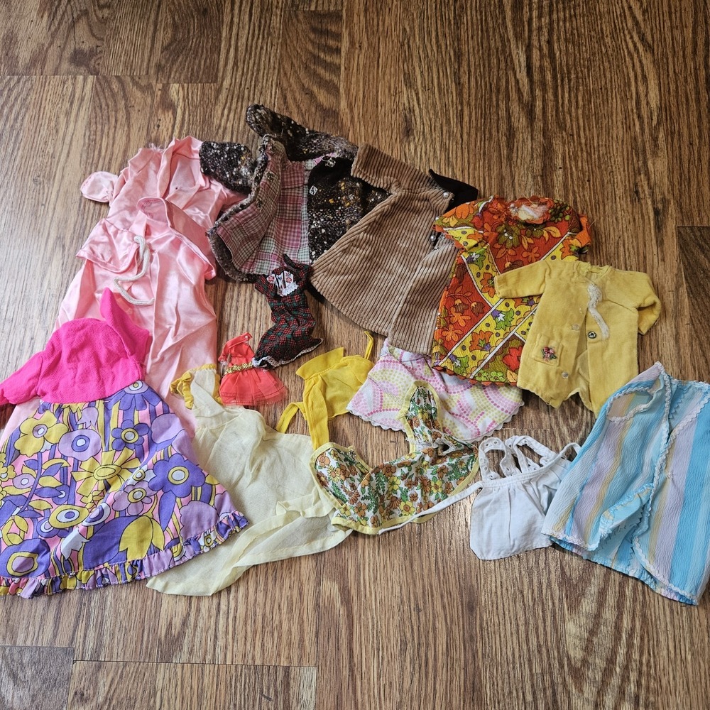 Lot Of Old Doll Clothes Vintage Shirts Clothing Outfits Coat Baby Adult Barbie